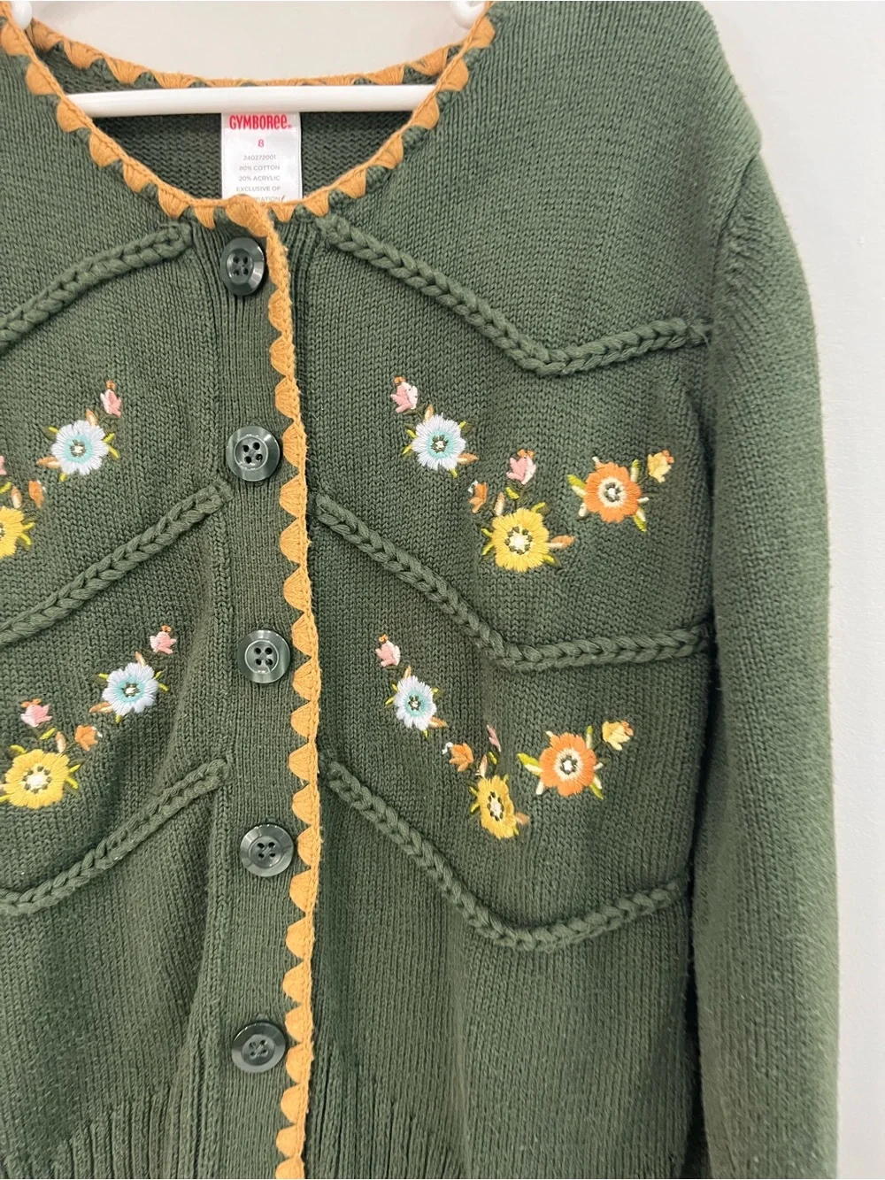 Gymboree Embroidered Sweater Cardigan Girls Size 8 Floral Cottage Fairy